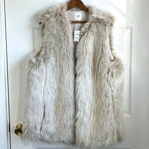 NWT GAP Boho Chic Faux Tan Fur Vest Size XL